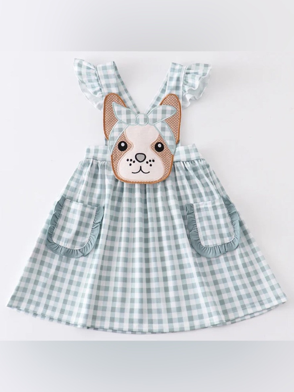 Abby & Evie Gingham Puppy Appliqué Dress size 5